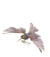 lila & rosa schimmernder Deko-Kolibri mit Strasssteinen & Federn auf Clip