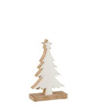 kleiner Deko-Weihnachtsbaum aus Mangoholz, naturfarben & weiß
