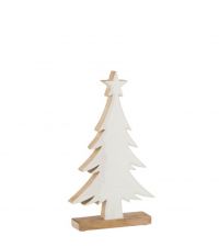 mittelgroßer Deko-Weihnachtsbaum aus Mangoholz, naturfarben & weiß