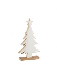 mittelgroßer Deko-Weihnachtsbaum aus Mangoholz, naturfarben & weiß