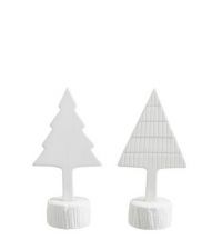 2er-Set weiße Deko-Weihnachtsbäumchen aus Porzellan