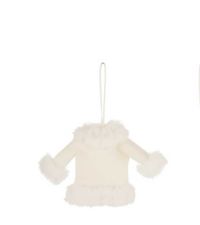 Weihnachtsanhänger Winterpulli mit Plüschbesatz, naturweiß