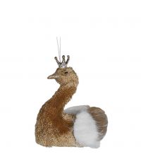 Weihnachtsanhänger Schwan mit Krönchen, gold bis taupe