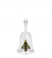 Weihnachtsglocke aus klarem Glas mit kleinem Tannenbaum