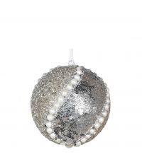 große Weihnachtskugel mit schimmernder Verzierung aus Perlen & Pailletten