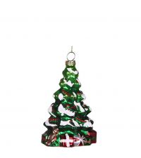Weihnachtsanhänger kleiner Christbaum aus Glas mit funkelndem Kunstschnee