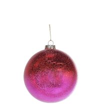 große, knallig pinke Weihnachtskugel in gesprungener Optik mit Farbverlauf