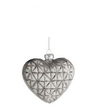 Weihnachtsanhänger Herz aus Glas mit erhabener Struktur, beige & taupe
