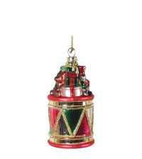 ausfwändig verzierter Weihnachtsanhänger Geschenkbox, rot