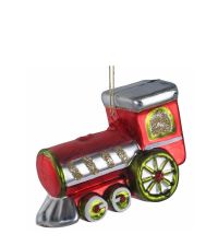 Weihnachtsanhänger Lokomotive aus Glas rot & grün