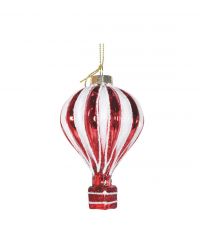 süßer Weihnachtsanhänger Heißluftballon, rot & weiß gestreift