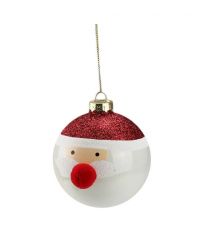 Weihnachtskugel 'Nikolo' mit roter Nase