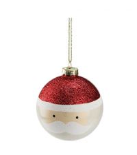 Nikolo Weihnachtskugel mit rotem & weißen Glitter