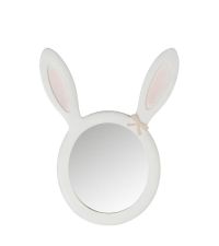 runder Wandspiegel in Kaninchen-Optik, weiß
