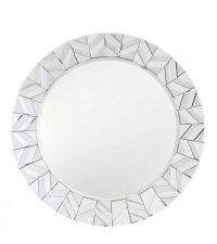 Spiegel mit geometrisch gemustertem Rahmen aus Spiegelfäche & weißem Glas