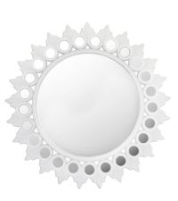runder, orientalischer Spiegel mit weißem Rahmen im marokkanischem Stil & kleinen Spiegelplatten