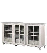 Sideboard mit Glastüren mit Sprossen, verwaschen weiß