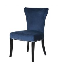 eleganter Sessel Velvet mit hoher Rückenlehne mit Nieten Samtbezug dunkelblau