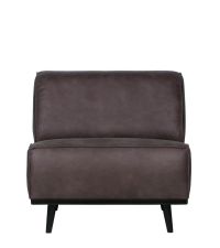 breiter Loungesessel mit dunkelgrauem Bezug aus recyceltem Leder & schwarzen Füßen