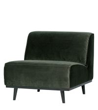 breiter Loungesessel mit Samtbezug & schwarzen Füßen, Samtsessel dunkelgrün