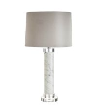 Tischlampe mit Marmorfuß und rundem Sockel aus Acrylglas, Lampenschirm grau