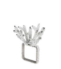 4er-Set Serviettenringe 'Koralle' aus Perlen, weiß & silber