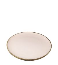 kleiner runder Teller oder Tablett aus Holz mit Hochglanz-Oberfläche in pastell-rosa