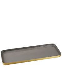 längliches Tablett mit Hochglanz-Beschichtung, Teller in Taupe & Gold