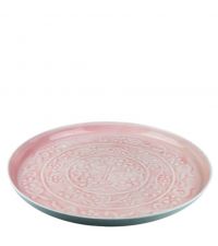 großer Deko-Teller mit floraler Musterung, rosa