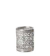 kleines Teelichtglas mit antikem Silbermantel mit Rauten-Muster