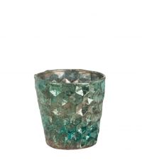 smaragdgrünes Teelichtglas in Antik-Optik