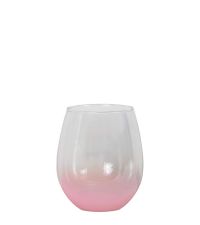 kleines, schimmerndes Teelichglas oder Vase aus klarem Glas mit Farbverlauf, rosa