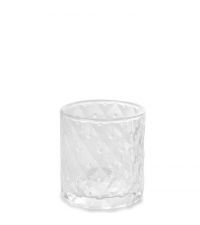 kleiner Teelichthalter aus klarem Glas in Kristall-Optik mit erhabenem Rautenmuster & Noppen