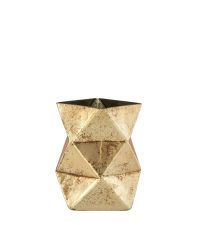 goldener Teelichthalter aus Glas in geometrischer Form
