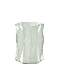 Teelichthalter aus Glas in geometrischer Form, weiß
