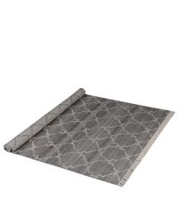 großer, eleganter Teppich mit geometrischem Muster, grau