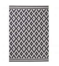 Teppich mit geometrischem Muster im Ethno Stil, schwarz und sandfarben