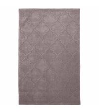 eleganter Teppich aus Acrylstoff, von Hand getuftet mit einem zarten Trellis Muster, taupe