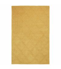 eleganter Teppich aus Acrylstoff, von Hand getuftet mit einem zarten Trellis Muster, honiggelb