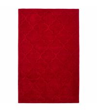 eleganter Teppich aus Acrylstoff, von Hand getuftet mit einem zarten Trellis Muster, rot