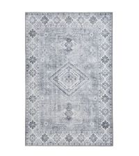 trendiger Teppich mit traditionellem Muster in Used-Optik, silber - 2 Größen