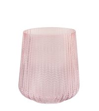 große konische Glasvase oder Blumentopf aus strukturiertem Glas in rosa