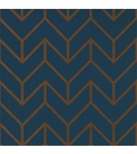 marineblaue Tapete mit goldenem geometrischen Muster, Vliestapete blau & gold