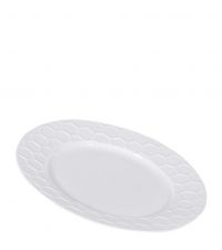 großer Teller mit Wabenmuster Speiseteller aus Keramik weiß