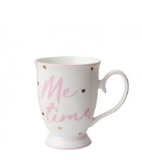 entzückende weiße Tasse mit rosa Verzierung & goldenen Herzen, Teetasse 'Me time'