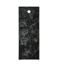 längliches Tablett aus Steingut in Marmor-Optik, schwarze Speiseplatte mit weißer Musterung rechteckig