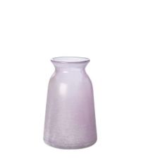 kleine Vase aus zartem Glas in Flaschenform, Glasvase 'frozen' lila