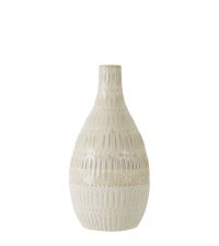 naturfarbene Vase in Flaschenform mit Strukturierung