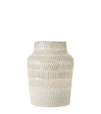 kleine, naturfarbene Vase mit Strukturierung