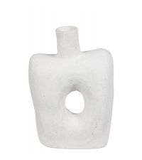 weiße, asymmetrische Vase aus Pappmaché